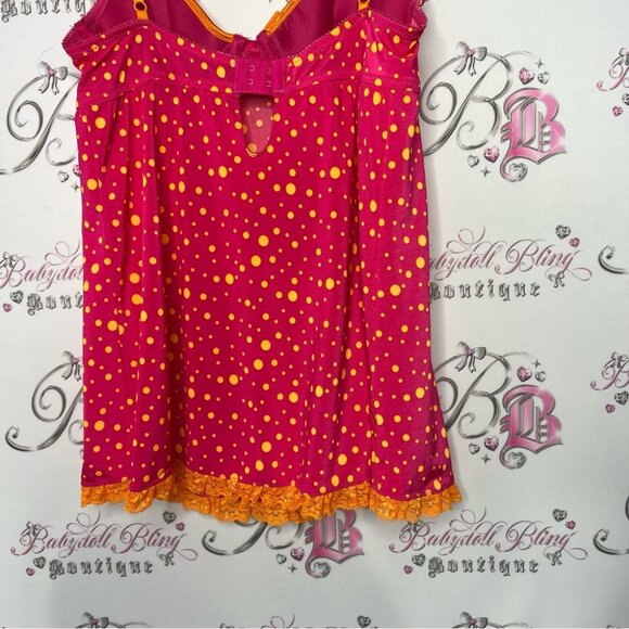 Victoria secret babydoll sexy little things 2000s vintage pink orange polkadot - Picture 8 of 12